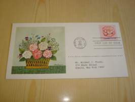 4 erilaista kukka, Official Postmasters of America Commemorative Issue, ensipäiväkuori, FDC, täysi sarja, hienot. Katso myös muut kohteeni mm. noin 1200