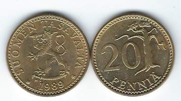 20 penniä  1989 M  - ylimääräinen rengas