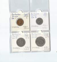 Barbados 4 kolikkoa 1981-1988  tekstit kuvassa  - ulkomainen kolikko
