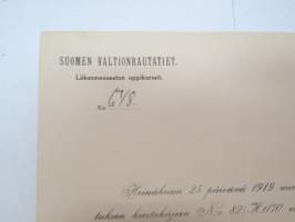 Valtionrautatiet - Valtionrautateiden alustava virkatutkinto 13.6.1924 Eino Johannes Silvennoinen -certificate of State Railways courses
