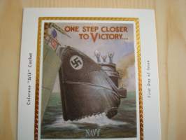 Natsisaksa, sukellusvene, hakaristi, 2. maailmansota, WWII, 1993, USA, ensipäiväkortti, maksikortti, FDC, harvinaisempi versio. Katso myös muut kohteeni mm. noin
