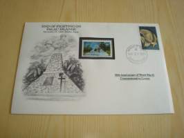 2. maailmansota, WWII, End of Fighting on Palau Islands, 50th Anniversary World War Commemorative Cover, 1944-1994, kuori + kortti, harvinaisempi versio, hieno.