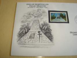 2. maailmansota, WWII, End of Fighting on Palau Islands, 50th Anniversary World War Commemorative Cover, 1944-1994, kuori + kortti, harvinaisempi versio, hieno.