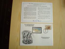 2. maailmansota, WWII, MacArthur Returns to the Philippines, 50th Anniversary World War Commemorative Cover, 1944-1994, kuori + kortti, harvinaisempi versio, hieno.