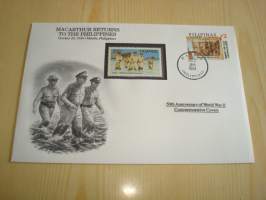 2. maailmansota, WWII, MacArthur Returns to the Philippines, 50th Anniversary World War Commemorative Cover, 1944-1994, kuori + kortti, harvinaisempi versio, hieno.