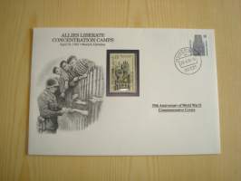 2. maailmansota, WWII, Allies Liberate Concentration Camps, 50th Anniversary World War Commemorative Cover, 1945-1995, kuori + kortti, harvinaisempi versio, hieno.