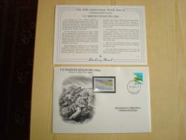 2. maailmansota, WWII, U.S. Marines Invade Iwo Jima, 50th Anniversary World War Commemorative Cover, 1945-1995, kuori + kortti, harvinaisempi versio, hieno. Katso