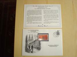 2. maailmansota, WWII, U.S. Forces Enter Cologne, 50th Anniversary World War Commemorative Cover, 1945-1995, kuori + kortti, harvinaisempi versio, hieno. Katso