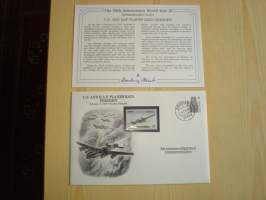 2. maailmansota, WWII, U.S. and R.A.F. Planes Raid Dresden, Natsisaksa, 50th Anniversary World War Commemorative Cover, 1945-1995, kuori + kortti, harvinaisempi