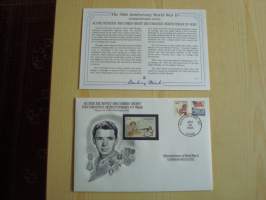 2. maailmansota, WWII, Audie Murphy Becomes Most Decorated Serviceman in War, 50th Anniversary World War Commemorative Cover, 1945-1995, kuori + kortti,