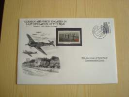 2. maailmansota, WWII, German Air Force Engages in Last Operation of the War, Natsisaksa, 50th Anniversary World War Commemorative Cover, 1945-1995, kuori + kortti,