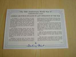 2. maailmansota, WWII, German Air Force Engages in Last Operation of the War, Natsisaksa, 50th Anniversary World War Commemorative Cover, 1945-1995, kuori + kortti,