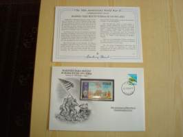 2. maailmansota, WWII, Marines Take Mount Suribachi on Iwo Jima, 50th Anniversary World War Commemorative Cover, 1945-1995, kuori + kortti, harvinaisempi versio,