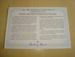 2. maailmansota, WWII, Marines Take Mount Suribachi on Iwo Jima, 50th Anniversary World War Commemorative Cover, 1945-1995, kuori + kortti, harvinaisempi versio,