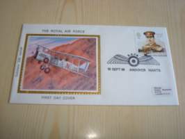 The Royal Air Force, R.A.F., DH9A, kaksitasolentokone, Iso-Britannia, 1986, ensipäiväkuori, FDC, hieno. Katso myös muut kohteeni mm. noin 1200 erilaista