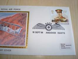 The Royal Air Force, R.A.F., DH9A, kaksitasolentokone, Iso-Britannia, 1986, ensipäiväkuori, FDC, hieno. Katso myös muut kohteeni mm. noin 1200 erilaista