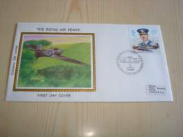 The Royal Air Force, R.A.F., Hurricane, Iso-Britannia, 1986, ensipäiväkuori, FDC, hieno. Katso myös muut kohteeni mm. noin 1200 erilaista amerikkalaista