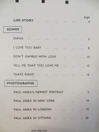 Paul Anka - Souvenir album, contains words and music of his hit songs