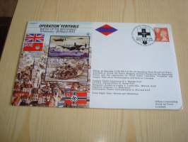 WWII, Operation Veritable, R.A.F., Royal Air Force, 2. maailmansota, 1995, Iso-Britannia, ensipäiväkuori, FDC + kortti. Katso myös muut kohteeni mm. noin 1200