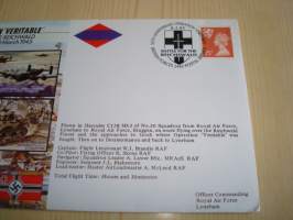 WWII, Operation Veritable, R.A.F., Royal Air Force, 2. maailmansota, 1995, Iso-Britannia, ensipäiväkuori, FDC + kortti. Katso myös muut kohteeni mm. noin 1200