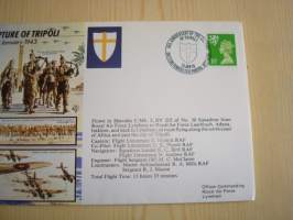 WWII, The Capture of Tripoli, R.A.F., Royal Air Force, 2. maailmansota, 1993, Iso-Britannia, ensipäiväkuori, FDC + kortti. Katso myös muut kohteeni mm. noin 1200