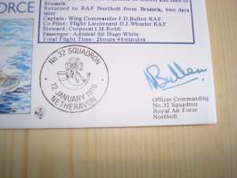 75th Anniversary of the Royal Air Force, R.A.F., 2. maailmansota, WWII, 1993, Bermuda, ensipäiväkuori, FDC + kortti, kuoressa Wing Commander Jeff Bullen,