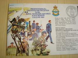 Royal Auxiliary Air Force, R.A.F., 2. maailmansota, WWII, 1989, Iso-Britannia, ensipäiväkuori, FDC + kortti. Katso myös muut kohteeni mm. noin 1200 erilaista