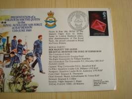 Royal Auxiliary Air Force, R.A.F., 2. maailmansota, WWII, 1989, Iso-Britannia, ensipäiväkuori, FDC + kortti. Katso myös muut kohteeni mm. noin 1200 erilaista