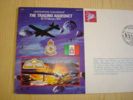 Operation &quot;Colossus&quot;, The Tragino Aqueduct 1941, 2. maailmansota, WWII, 1991, Iso-Britannia, ensipäiväkuori, FDC + kortti. Katso myös muut kohteeni mm. noin 1200