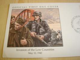 Invasion of the Low Countries 1940, Natsisaksa, WWII, 2. maailmansota, Marshall Islands, 1990, ensipäiväkuori, FDC. Katso myös muut kohteeni mm. noin 1200