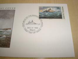Battle of Barents Sea 1942, Natsisaksa, WWII, 2. maailmansota, Marshall Islands, 1992, ensipäiväkuori, FDC. Katso myös muut kohteeni mm. noin 1200 erilaista