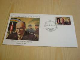 SHAEF Commander Named, Dwight Eisenhower, 1944, WWII, 2. maailmansota, Marshall Islands, 1994, ensipäiväkuori, FDC. Katso myös muut kohteeni mm. noin 1200