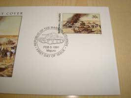 Battle of Beda Fomm 1941, WWII, 2. maailmansota, Marshall Islands, 1991, ensipäiväkuori, FDC. Katso myös muut kohteeni mm. noin 1200 erilaista amerikkalaista