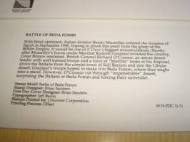 Battle of Beda Fomm 1941, WWII, 2. maailmansota, Marshall Islands, 1991, ensipäiväkuori, FDC. Katso myös muut kohteeni mm. noin 1200 erilaista amerikkalaista
