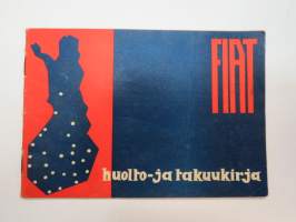 Fiat 1100 De Luxe huolto- ja takuukirja 1960 -automobile service &amp; warranty booklet