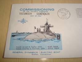 Sukellusvene Tecumseh, 1964, USA, ensipäiväkuori, FDC. Katso myös muut kohteeni mm. noin 1200 erilaista amerikkalaista ensipäiväkuorta 1920-luvulta