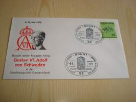 Kustaa VI Adolf, 1972, Saksa, ensipäiväkuori, FDC. Katso myös muut kohteeni mm. noin 1200 erilaista amerikkalaista ensipäiväkuorta 1920-luvulta 2000-luvulle,