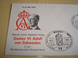 Kustaa VI Adolf, 1972, Saksa, ensipäiväkuori, FDC. Katso myös muut kohteeni mm. noin 1200 erilaista amerikkalaista ensipäiväkuorta 1920-luvulta 2000-luvulle,