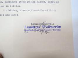 Lausitzer Wollenwerke - Kunswollfabrik mit Färberei, Peitz-Lausitz, 1.3.1928 - Littoinen Oy, Turku -asiakirja -business document