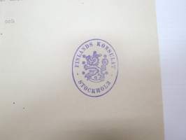 Finlands Konsulat i Stockholm, 10.12.1918, Suomen Sahanterätehdas Oy, Tampere -asiakirja -business document