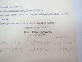 Alfa Nova OY. AB. Fanerfabrik, Borgå, 13.2.1936 - Suomen Sahanterätehdas Oy, Tampere -asiakirja -business document