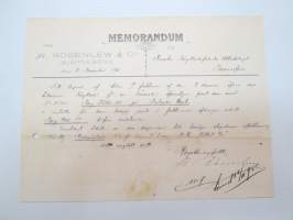 W.Rosenlew &amp; Co Ab, Björneborg, 11.11.1895 - Suomen Sahanterätehdas Oy, Tampere -asiakirja, allekirjoitus W. Rosenlew -business document