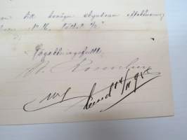 W.Rosenlew &amp; Co Ab, Björneborg, 11.11.1895 - Suomen Sahanterätehdas Oy, Tampere -asiakirja, allekirjoitus W. Rosenlew -business document