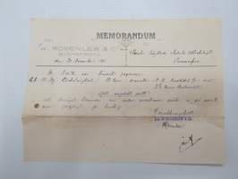 W.Rosenlew &amp; Co Ab, Björneborg, 20.12.1895 - Suomen Sahanterätehdas Oy, Tampere -asiakirja, allekirjoitus W. Rosenlew -business document