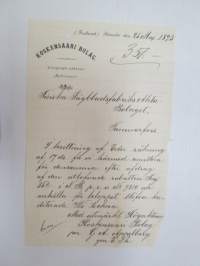 Koskensaari Bolag, Heinola, 25.5.1893 - Suomen Sahanterätehdas Oy, Tampere -asiakirja, allekirjoitus G.A. Appelberg -business document