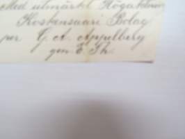 Koskensaari Bolag, Heinola, 25.5.1893 - Suomen Sahanterätehdas Oy, Tampere -asiakirja, allekirjoitus G.A. Appelberg -business document