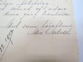 Alice Antman, Helsingfors, 10.12.1900 - Suomen Sahanterätehdas Oy / Finska Sågblads Aktiebolag, Tampere -asiakirja, allekirjoitus Alice Antman -business document