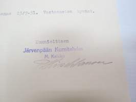 Järvenpään Kumitehdas M. Kaisko, Järvenpää 26.10.1931 - Suomen Sahanterätehdas Oy / Finska Sågblads Aktiebolag, Tampere -asiakirja -business document