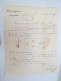 Aktiebolaget Jämsänkoski, Jämsä, 8.1.1900 - Suomen Sahanterätehdas Oy / Finska Sågblads Aktiebolag, Tampere -asiakirja, allekirjoitus O. Genetz -business document