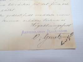 Aktiebolaget Jämsänkoski, Jämsä, 8.1.1900 - Suomen Sahanterätehdas Oy / Finska Sågblads Aktiebolag, Tampere -asiakirja, allekirjoitus O. Genetz -business document